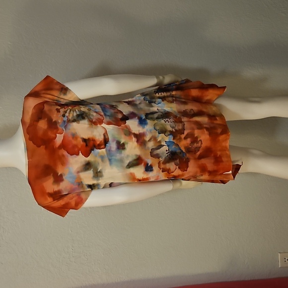 VTG ONE WORLD Floral Watercolor Lace-up Tunic - Picture 7 of 10